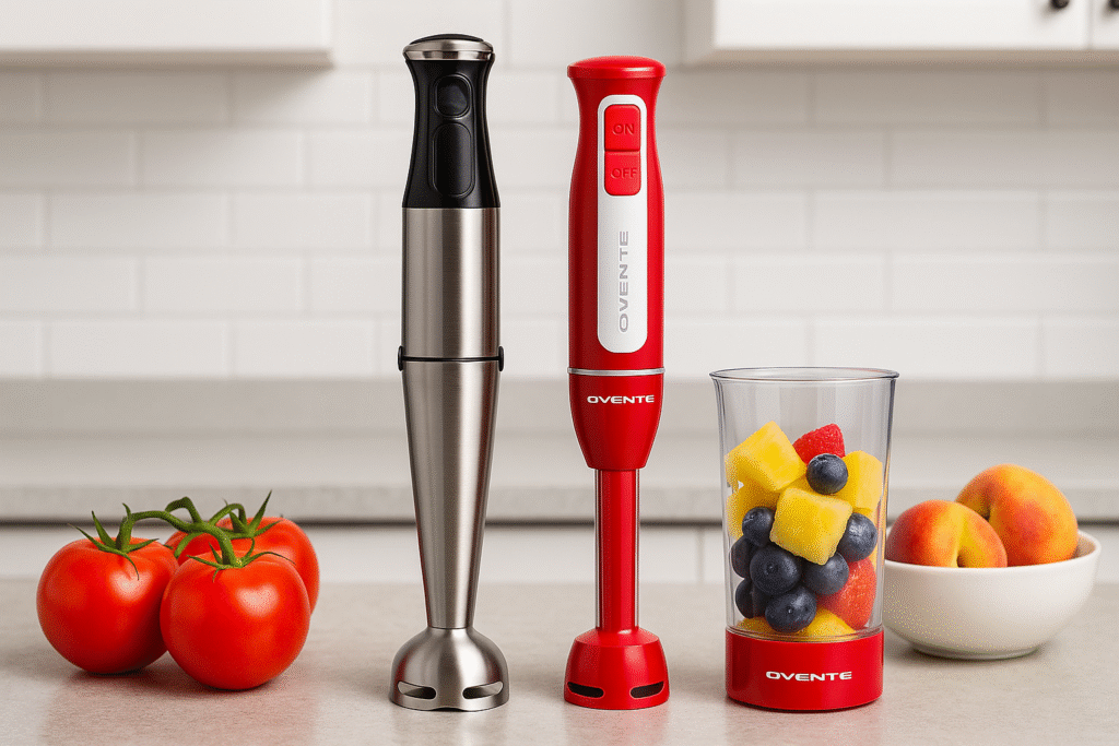 The top two models featured in our 2025 immersion blender reviews, ready for testing