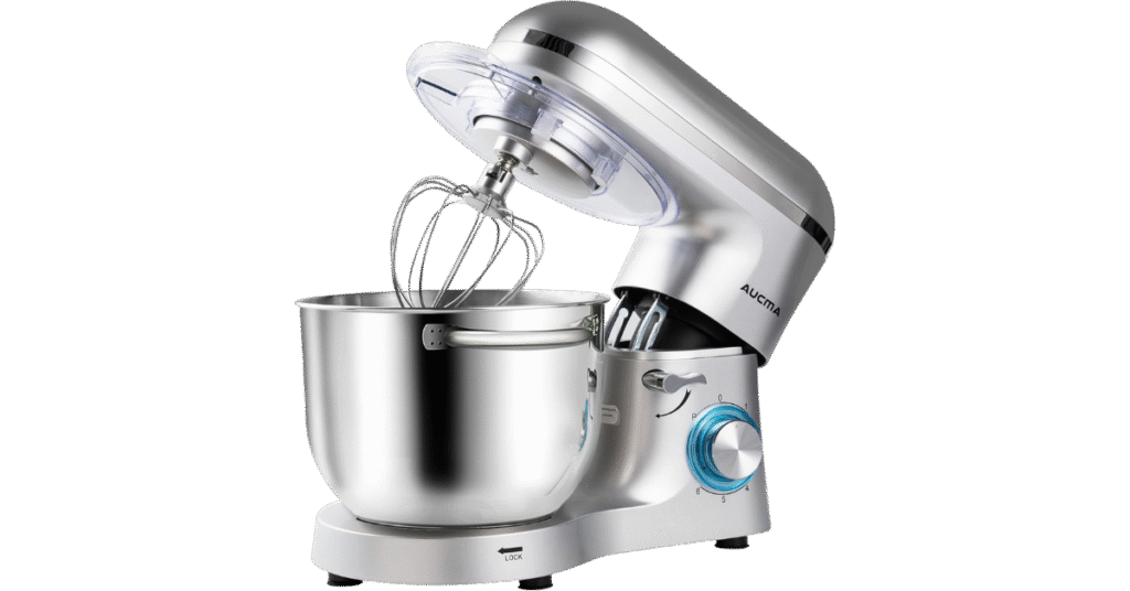 The large-capacity Aucma 6.5-quart stand mixer, a powerful and budget-friendly option for baking.