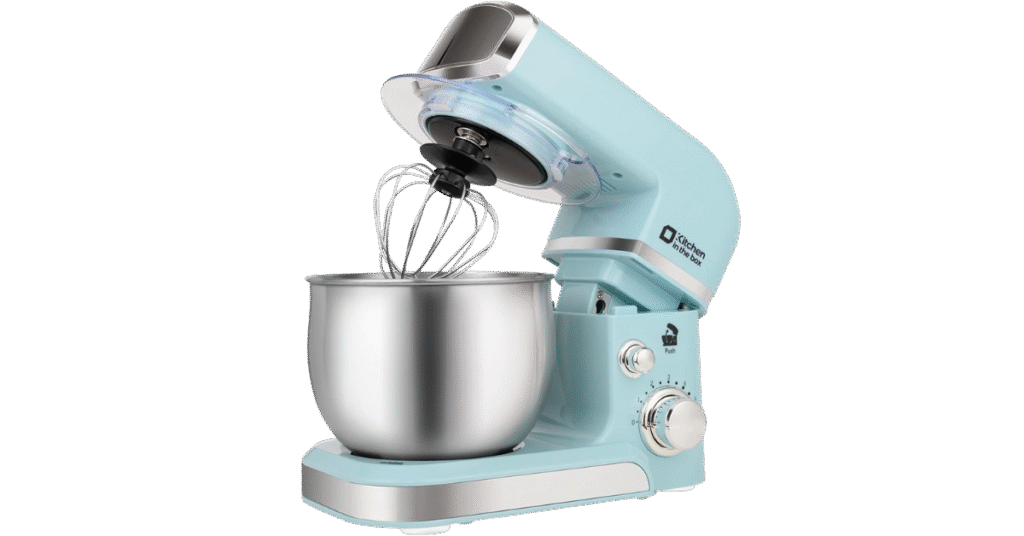 The compact Kitchen in the Box stand mixer, an affordable and easy-to-store choice for beginner bakers.